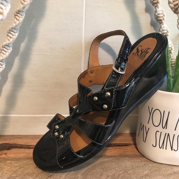 Sofft Lia Patent Leather Wedge Slingback Sandal - Picture 4 of 10